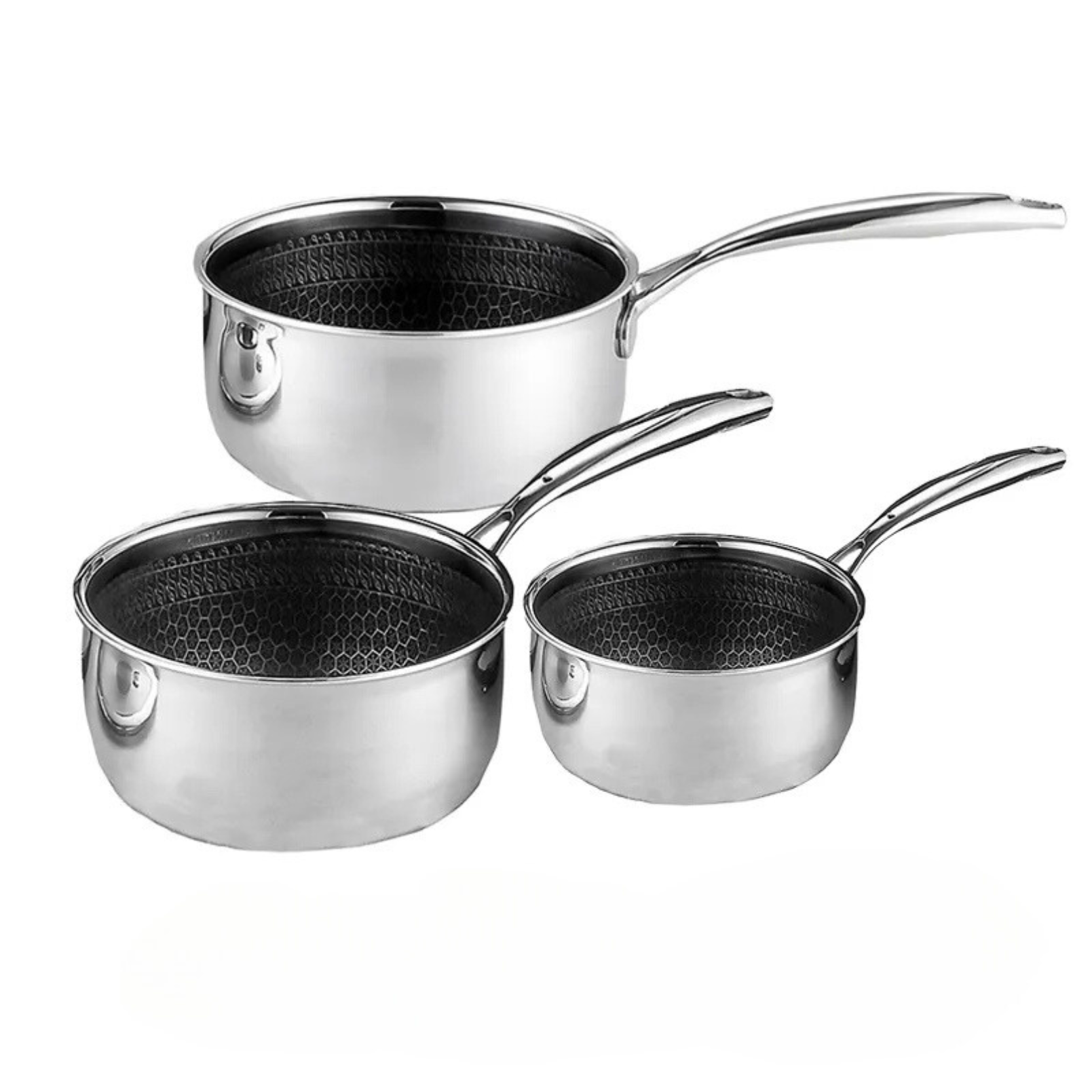 Batterie de 3 Casseroles en Inox 18/10 - Sans PFAS - Structure nid d'abeille Triple couche - Napoléon Impérial - AP00104