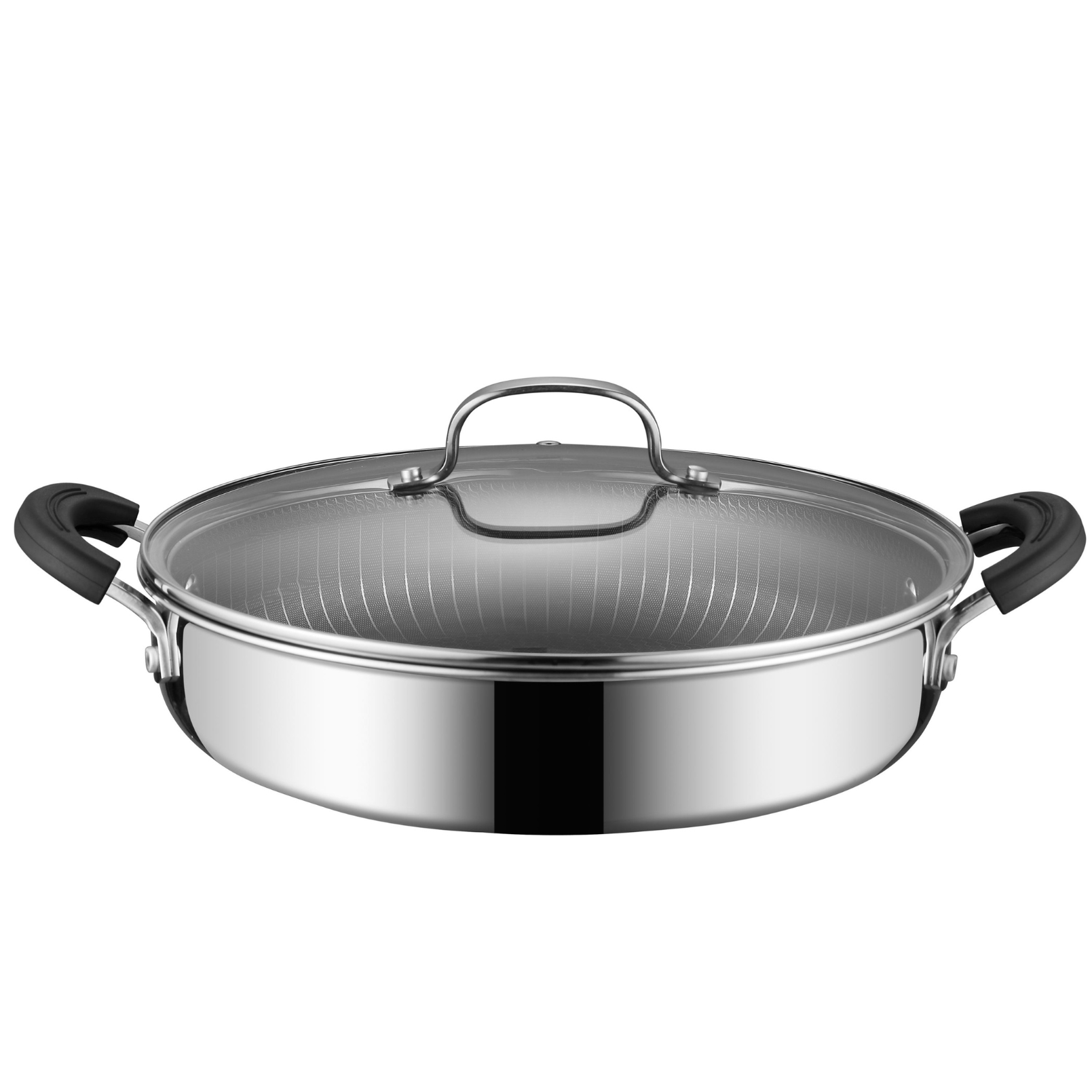 Faitout Bas 28 cm en Inox 18/10 - Sans PFAS - Structure nid d'abeille Triple couche - Napoléon Impérial