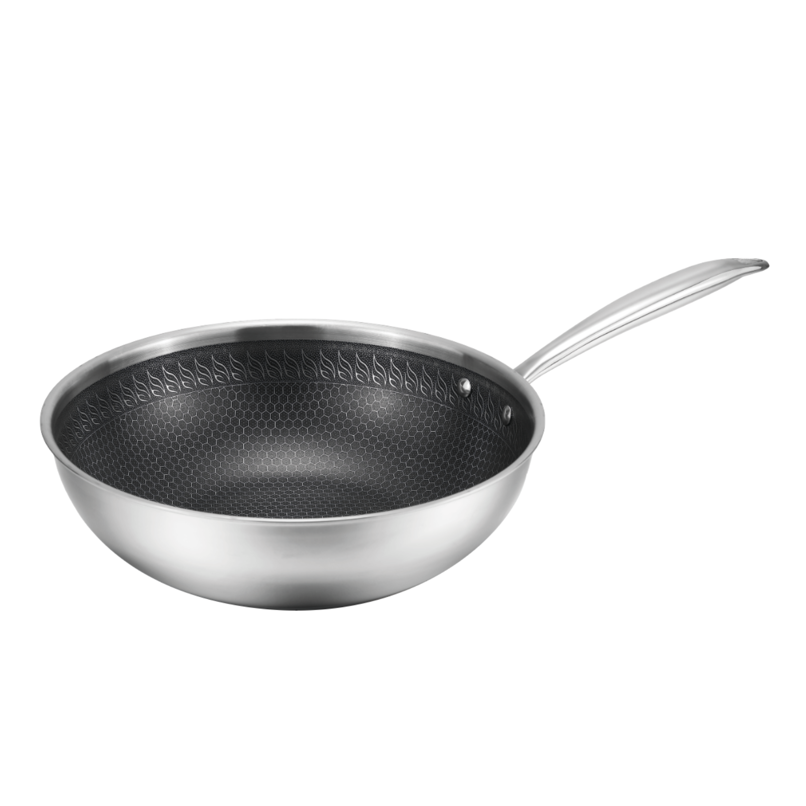 WOK 28 cm en Inox 18/10 - Sans PFAS - Structure nid d'abeille Triple couche - Napoléon Impérial